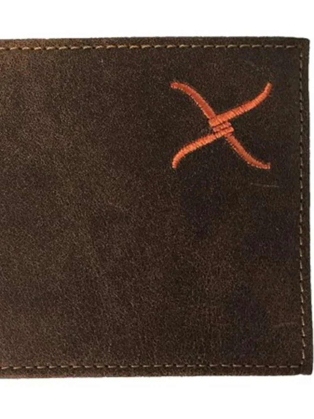 Twisted X  Mens Distressed Leather Bifold Wallet (Brown/Orange)   New with Tags